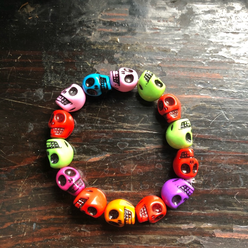 Day of the Dead elastic bead bracelet